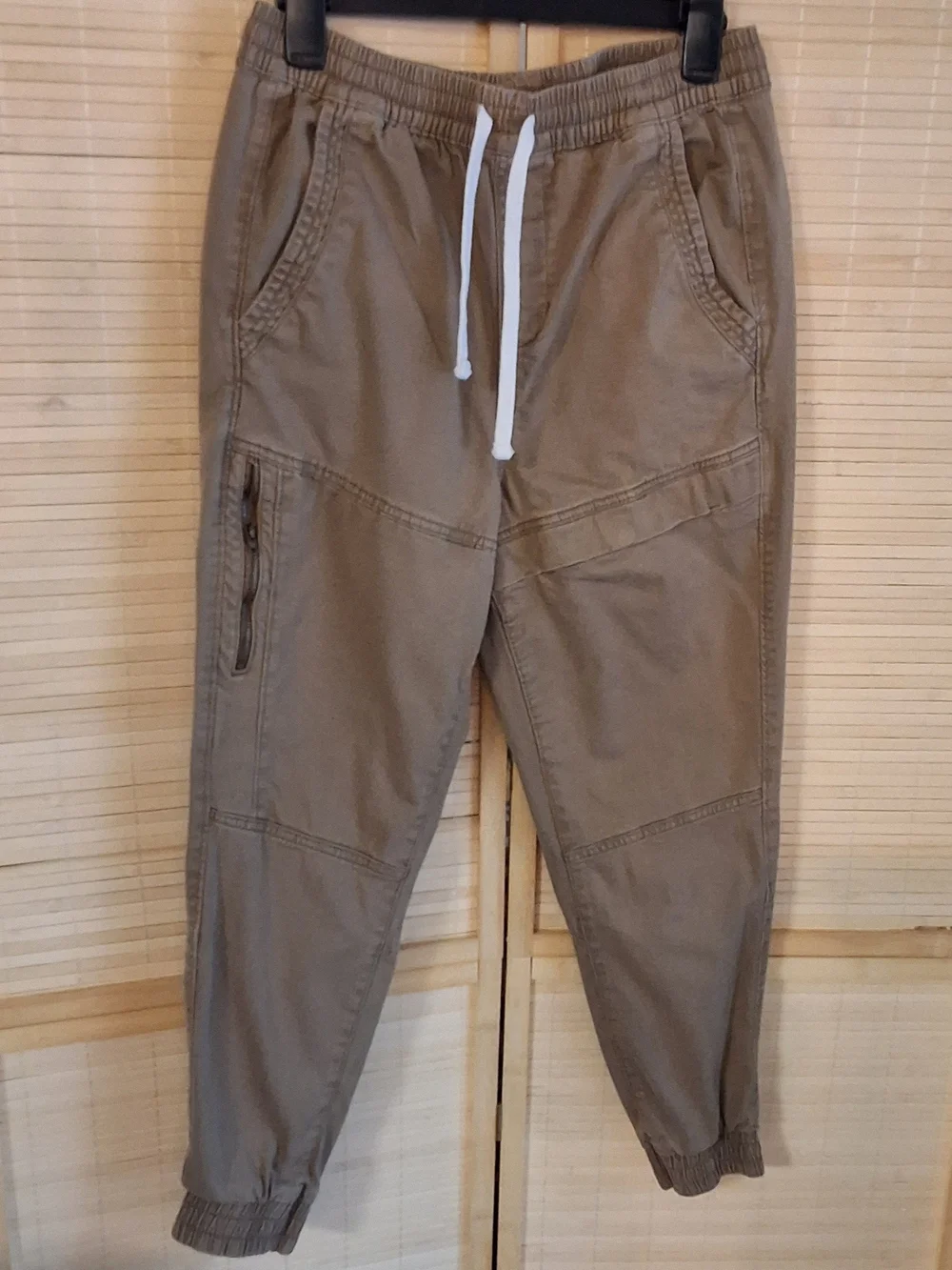 Arizona Jean Company Men's Khaki Jogger Pants with White Drawstrings